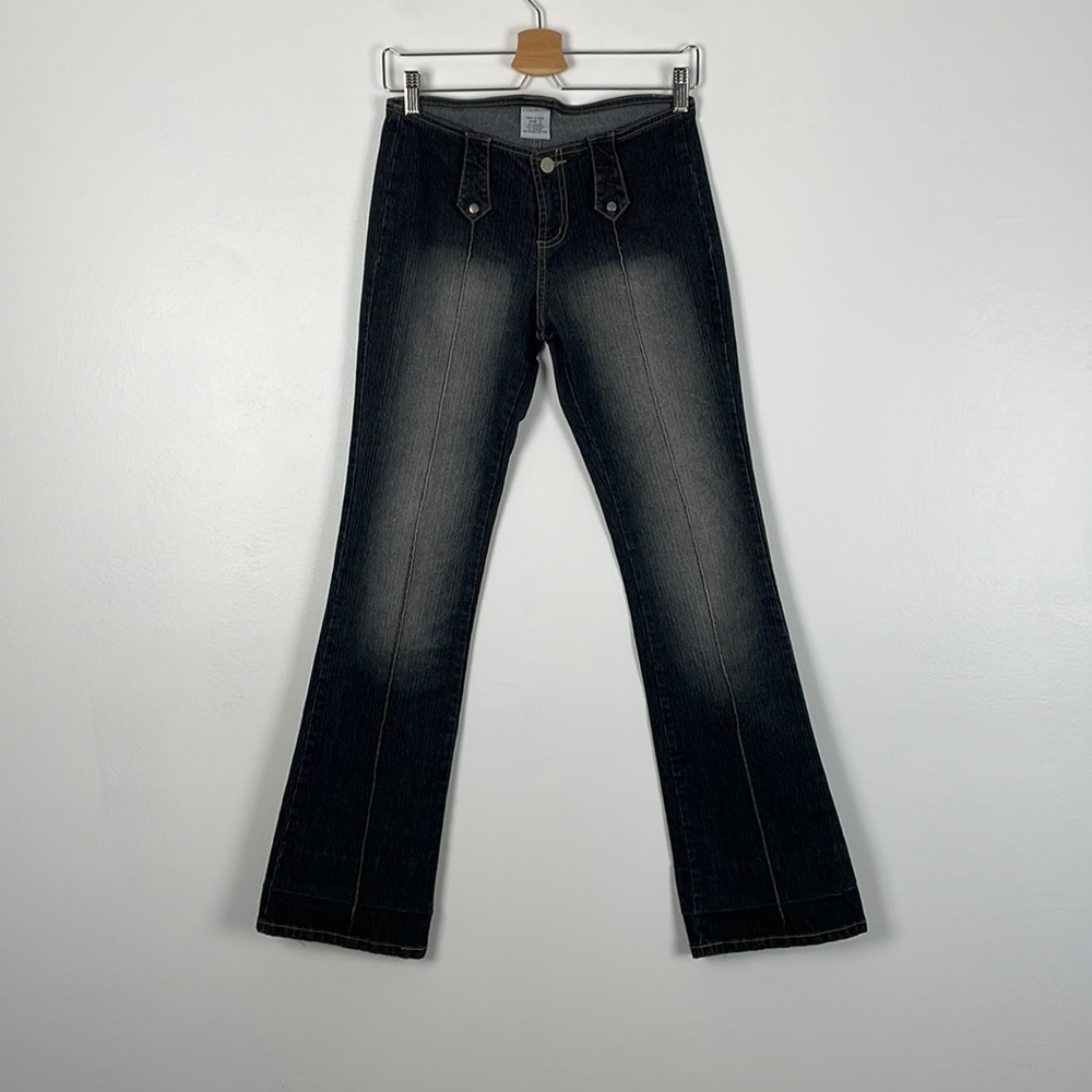 Z Cavaricci vintage no pocket hip hugger style flare permanent crease jeans SZ 3